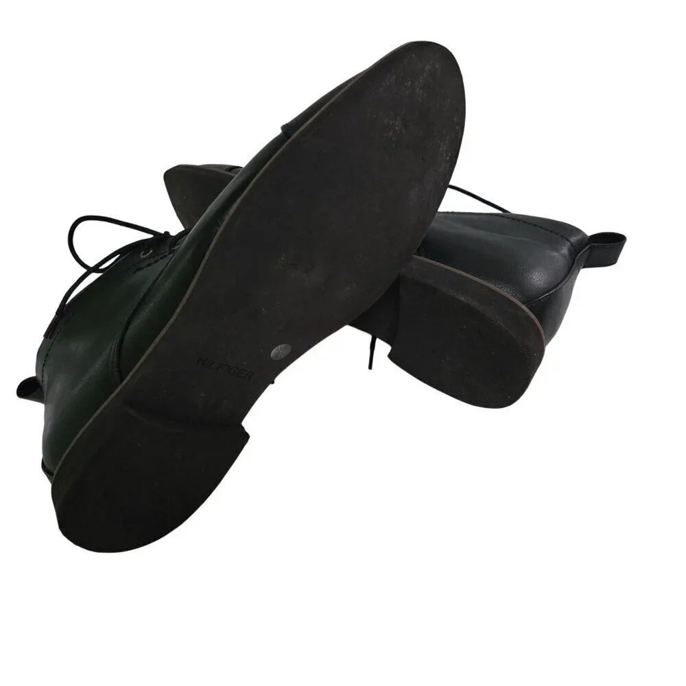 Tommy Hilfiger Gibby Cap Toe Black Leather Chukka Boots Size 11.5/45